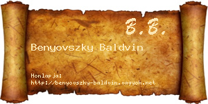 Benyovszky Baldvin névjegykártya